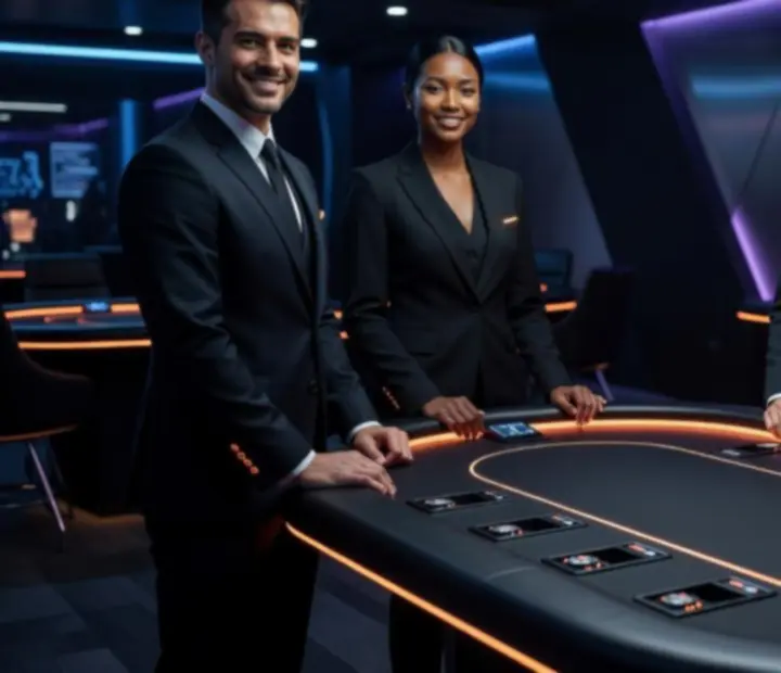 Professional croupiers at Sable Circle's executive card lounge in Perth
